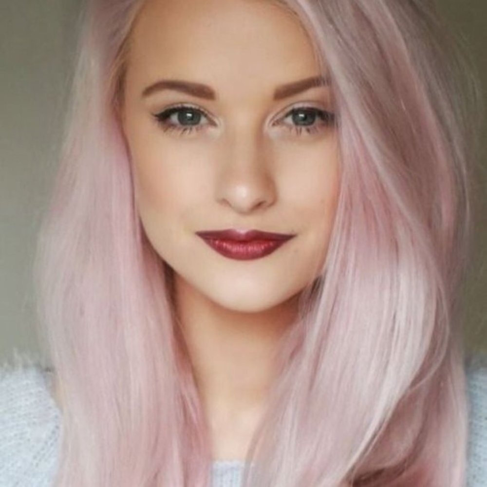 Pink Wig With Black Root Lace Front Wig